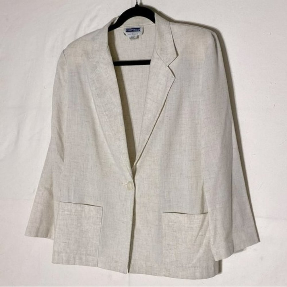 VINTAGE Prophecy Petite Linen Blend Oversized Blazer 10